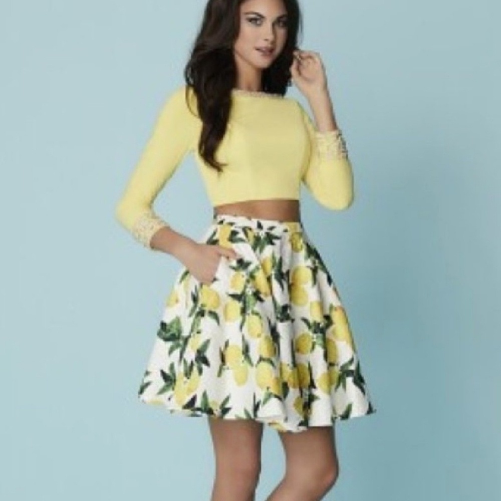 2pc. Short yellow cocktail dress